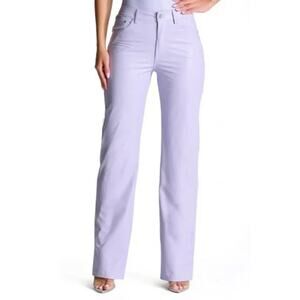 NAKED WARDROBE Women's Lilac Croc Straight Leg Faux Leather Pants Size L